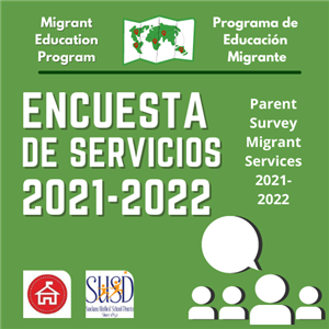 Migrant Parent survey announcement with green background 